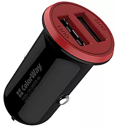 Автомобильное зарядное устройство ColorWay 17w 2xUSB-A ports car charger black/red (CW-CHA026-BK) - фото Автомобильное зарядное устройство ColorWay 17w 2xUSB-A ports car charger black/red (CW-CHA026-BK)