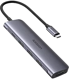 Мультипортовый USB Type-C хаб Ugreen CM136 5-in-1 hub gray (50209)