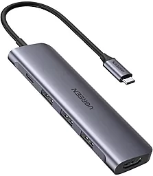 Мультипортовый USB Type-C хаб Ugreen CM136 5-in-1 hub gray (50209) - фото Мультипортовый USB Type-C хаб Ugreen CM136 5-in-1 hub gray (50209)