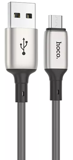 Кабель Hoco X66 Howdy USB-A - micro USB 12w 2.4a 1м cable Grey - фото 1
