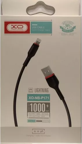 Кабель XO NB-P171 USB-A - Lightning 12w 2.4a 1м cable Black - фото 2