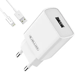 Сетевое зарядное устройство Jellico AQC33 18w QC3.0 home charger + Lightning cable white - фото Сетевое зарядное устройство Jellico AQC33 18w QC3.0 home charger + Lightning cable white