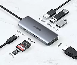 Мультипортовый USB Type-C хаб Choetech 7-in-1 grey (HUB-M19-GY) - миниатюра 4