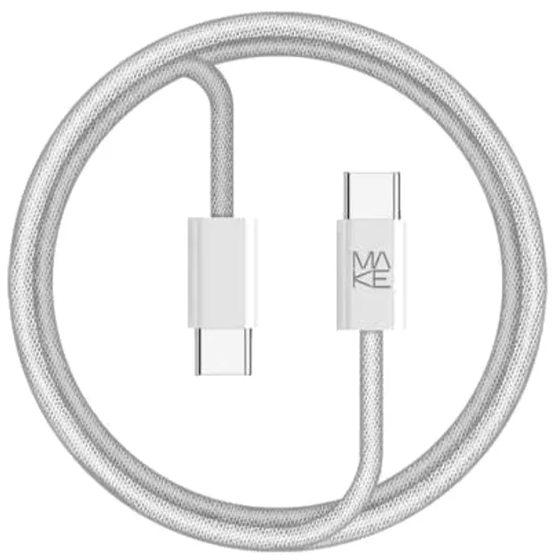 Кабель MAKE USB Type-C - Type-C 65w 3.25a 1м PD cable White (MCB-CN1WH) - фото 1