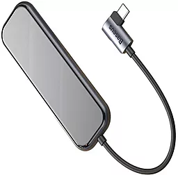Мультипортовий Type-C хаб Baseus Mirror Series Multifunctional Hub USB-C -> 3xUSB3.0 + HDMI + PD Grey (CAHUB-BZ0G) - мініатюра 2