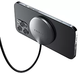 Бездротовий (індукційний) зарядний пристрій швидкої QI зарядки Satechi USB-C Magnetic Wireless Charging for iPhone 12/12Pro Grey - мініатюра 4