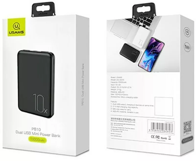 Повербанк Usams US-CD70 10000 mAh Black - фото 2