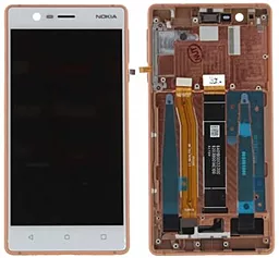 Дисплей Nokia 3 Dual Sim з тачскріном і рамкою, Copper - фото Дисплей Nokia 3 Dual Sim з тачскріном і рамкою, Copper