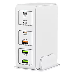Мережевий зарядний пристрій XoKo 120w PPS PD/QC 3xUSB-C/3xUSB-A ports fast charging white (QC-490-WH)