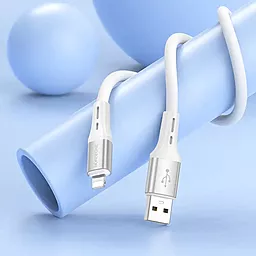 Кабель Borofone BX88 Solid Silicone USB-A - Lightning 12w 2.4a 1м cable White - миниатюра 4