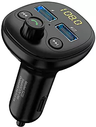 Автомобільний зарядний пристрій з FM трансмітером SkyDolphin SZ20 18w QC3.0 2xUSB-A ports car charger black (FMT-000027)