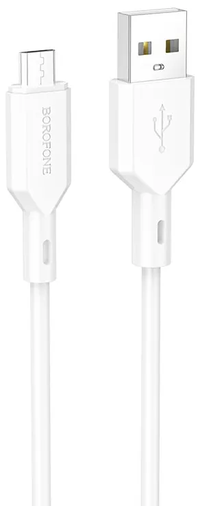 Кабель Borofone BX70 USB-A - micro USB 12w 2.4a 1м cable White - фото 1