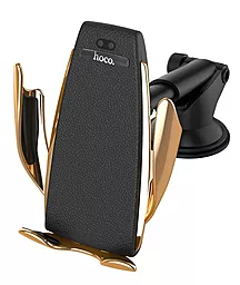 Держатель с автозажимом Hoco CA34 Elegant Automatic Induction Wireless Charging Gold - фото Держатель с автозажимом Hoco CA34 Elegant Automatic Induction Wireless Charging Gold