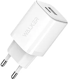 Мережевий зарядний пристрій Walker WH-60 30w PD/QC USB-C/USB-A ports fast charger white