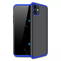 Чехол LikGus GKK 360 градусов (opp) для Apple iPhone 12 (6.1") Черный / Синий