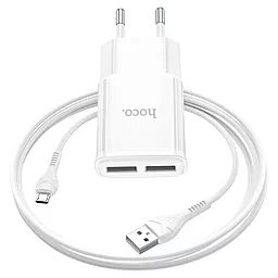 Сетевое зарядное устройство Hoco C88A 2.4a 2xUSB-A ports charger + micro USB cable white - миниатюра 3 Сетевое зарядное устройство Hoco C88A 2.4a 2xUSB-A ports charger + micro USB cable white - миниатюра 3
