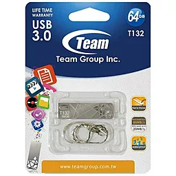 Флешка Team 64GB T132 USB 3.0 (TT13264GS01) Silver - миниатюра 2