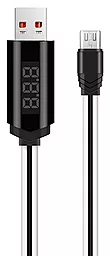 Кабель Hoco U29 LED Displayed Timing USB-A - micro USB 12w 2.4a 1м cable White - фото Кабель Hoco U29 LED Displayed Timing USB-A - micro USB 12w 2.4a 1м cable White