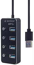 USB-A хаб Gembird 4-in-1 black (UHB-U3P4P-01) - фото USB-A хаб Gembird 4-in-1 black (UHB-U3P4P-01)