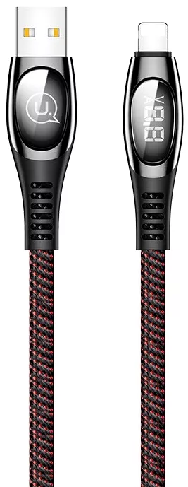 Кабель Usams U36 Digital Display USB-A - Lightning 10w 1.2м cable Red - фото 1