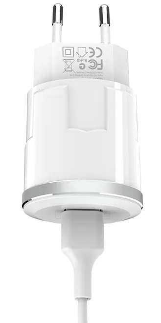 Мережевий зарядний пристрій Hoco C37A 2.4a home charger + Lightning cable white - фото 6