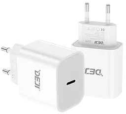 Сетевое зарядное устройство Deji DJ-A109 20w PD USB-C fast charger white - фото Сетевое зарядное устройство Deji DJ-A109 20w PD USB-C fast charger white