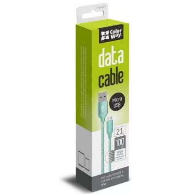 Кабель ColorWay USB-A - micro USB 12w 2.4a 1м cable Mint (CW-CBUM002-MT) - фото 2