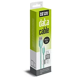Кабель ColorWay USB-A - micro USB 12w 2.4a 1м cable Mint (CW-CBUM002-MT) - мініатюра 2 Кабель ColorWay USB-A - micro USB 12w 2.4a 1м cable Mint (CW-CBUM002-MT) - мініатюра 2