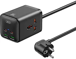 Сетевой фильтр (удлинитель) XO WL24 2500w 10a 1.5м 2 розетки 65w PD/QC 2xUSB-C/2xUSB-A порти чёрный - фото Сетевой фильтр (удлинитель) XO WL24 2500w 10a 1.5м 2 розетки 65w PD/QC 2xUSB-C/2xUSB-A порти чёрный