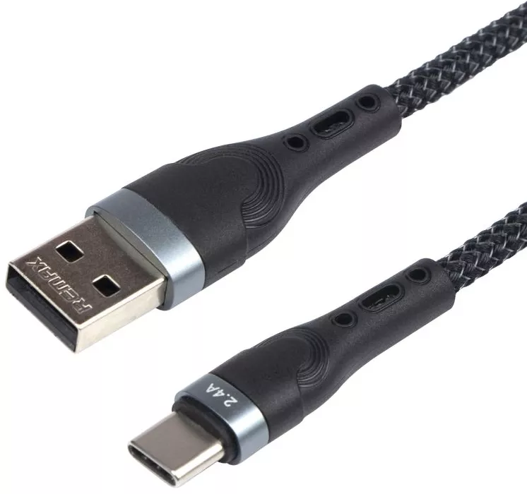Кабель Remax USB-A - Type-C 12w 2.4a 1м cable Black (RC-C006a) - фото 1