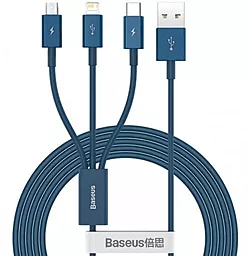 USB Кабель Baseus Superior 3.5A 1.5M 3-in-1 USB to Type-C/Lightning/micro USB Cable blue (CAMLTYS-03)