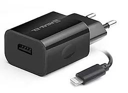 Мережевий зарядний пристрій REAL-EL CH-217 10.5W 2.1A USB-A + Lightning Cable Black