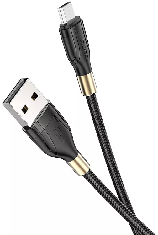Кабель Hoco U92 Gold Collar USB-A - micro USB 12w 2.4a 1.2м cable Black - фото 2