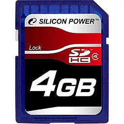 Карта пам'яті Silicon Power SDHC 4GB Class 4 (SP004GBSDH004V10) - фото Карта пам'яті Silicon Power SDHC 4GB Class 4 (SP004GBSDH004V10)