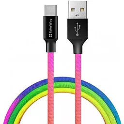 Кабель ColorWay USB-A - Type-C 12w 2.4a 1м cable Multicolor (CW-CBUC018-MC) - фото Кабель ColorWay USB-A - Type-C 12w 2.4a 1м cable Multicolor (CW-CBUC018-MC)