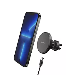 Магнітний автотримач з бездротовою зарядкою SwitchEasy MagMount Magnetic Wireless Car Charger For iPhone 12-14 Black (MCG123031BK22)