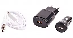 Комплект зарядних пристроїв Drobak Power 3-in-1 + micro USB Cable Black (905319)