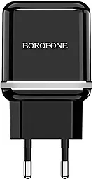 Сетевое зарядное устройство Borofone BA25A Outstanding 2.4a 2xUSB-A ports charger black - фото Сетевое зарядное устройство Borofone BA25A Outstanding 2.4a 2xUSB-A ports charger black