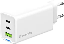 Сетевое зарядное устройство ColorWay 65w GaN/PPS PD 2xUSB-C/USB-A port charger white (CW-CHS058PD-WT) - фото Сетевое зарядное устройство ColorWay 65w GaN/PPS PD 2xUSB-C/USB-A port charger white (CW-CHS058PD-WT)