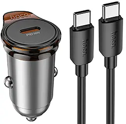 Автомобильное зарядное устройство Hoco NZ16 30w PD USB-C fast car charger + USB-C to USB-C cable gray - фото Автомобильное зарядное устройство Hoco NZ16 30w PD USB-C fast car charger + USB-C to USB-C cable gray