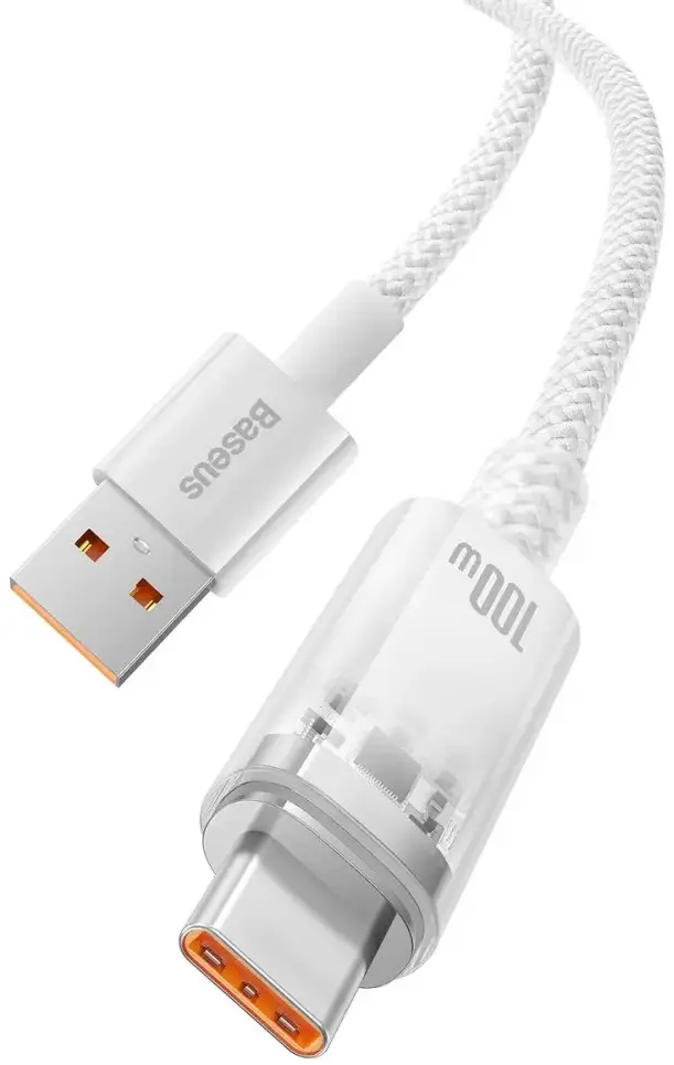 Кабель Baseus Smart Temperature Control USB-A - Type-C 100w 5a 2м cable White (CATS010502) - фото 6