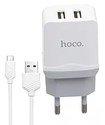 Сетевое зарядное устройство Hoco C33A Little Superior 2USB/2,4A MicroUSB Set White