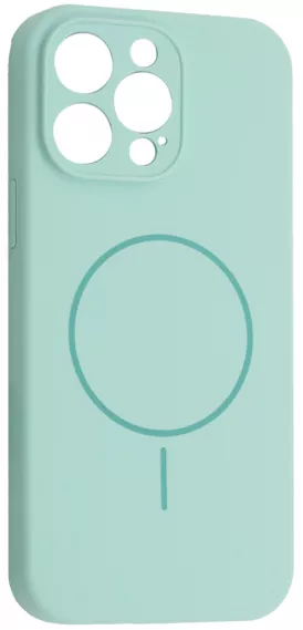 Чехол Silicone Case Full Camera Fine Ring MagSafe для Apple iPhone 12 Pro Max  Light Cyan - фото 1