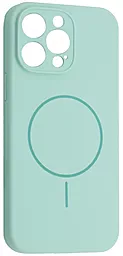Чехол Silicone Case Full Camera Fine Ring MagSafe для Apple iPhone 12 Pro Max Light Cyan - фото Чехол Silicone Case Full Camera Fine Ring MagSafe для Apple iPhone 12 Pro Max Light Cyan
