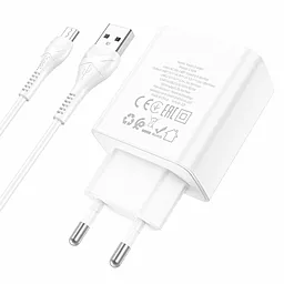 Сетевое зарядное устройство Hoco C102A 28.5w QC3.0 4xUSB-A ports charger + micro USB cable white