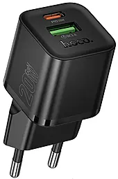 Сетевое зарядное устройство Hoco N65 Ingenious 20w GaN PD USB-C/USB-A ports charger black - фото Сетевое зарядное устройство Hoco N65 Ingenious 20w GaN PD USB-C/USB-A ports charger black