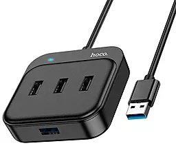 USB хаб Hoco HB31 4-in-1 Easy USB3.0 3XUSB2.0 0.2m Hub black