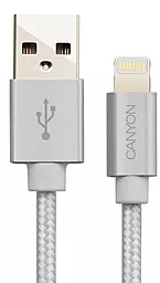USB Кабель Canyon 12w 2.4a 0.96m Lightning cable gray (CNS-MFIC3B)