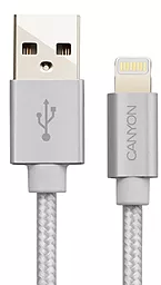 Кабель Canyon USB-A - Lightning 12w 2.4a 0.96м cable Gray (CNS-MFIC3B) - фото Кабель Canyon USB-A - Lightning 12w 2.4a 0.96м cable Gray (CNS-MFIC3B)