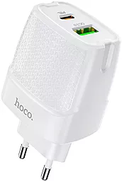 Сетевое зарядное устройство с быстрой зарядкой Hoco C85A 20w PD USB-C/USB-A ports charger white